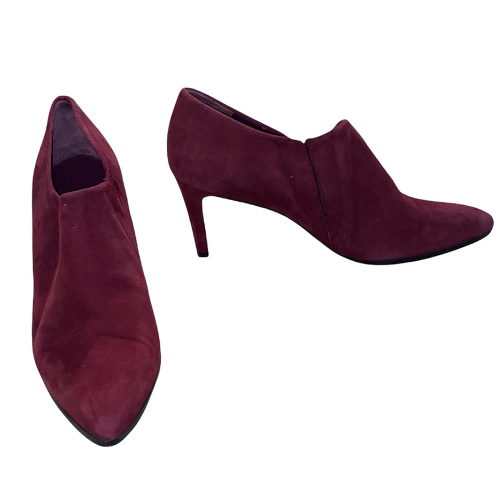 Stuart Weitzman Standin Merlot Wine Suede Ankle Booties Boots- 7 - Picture 5 of 16